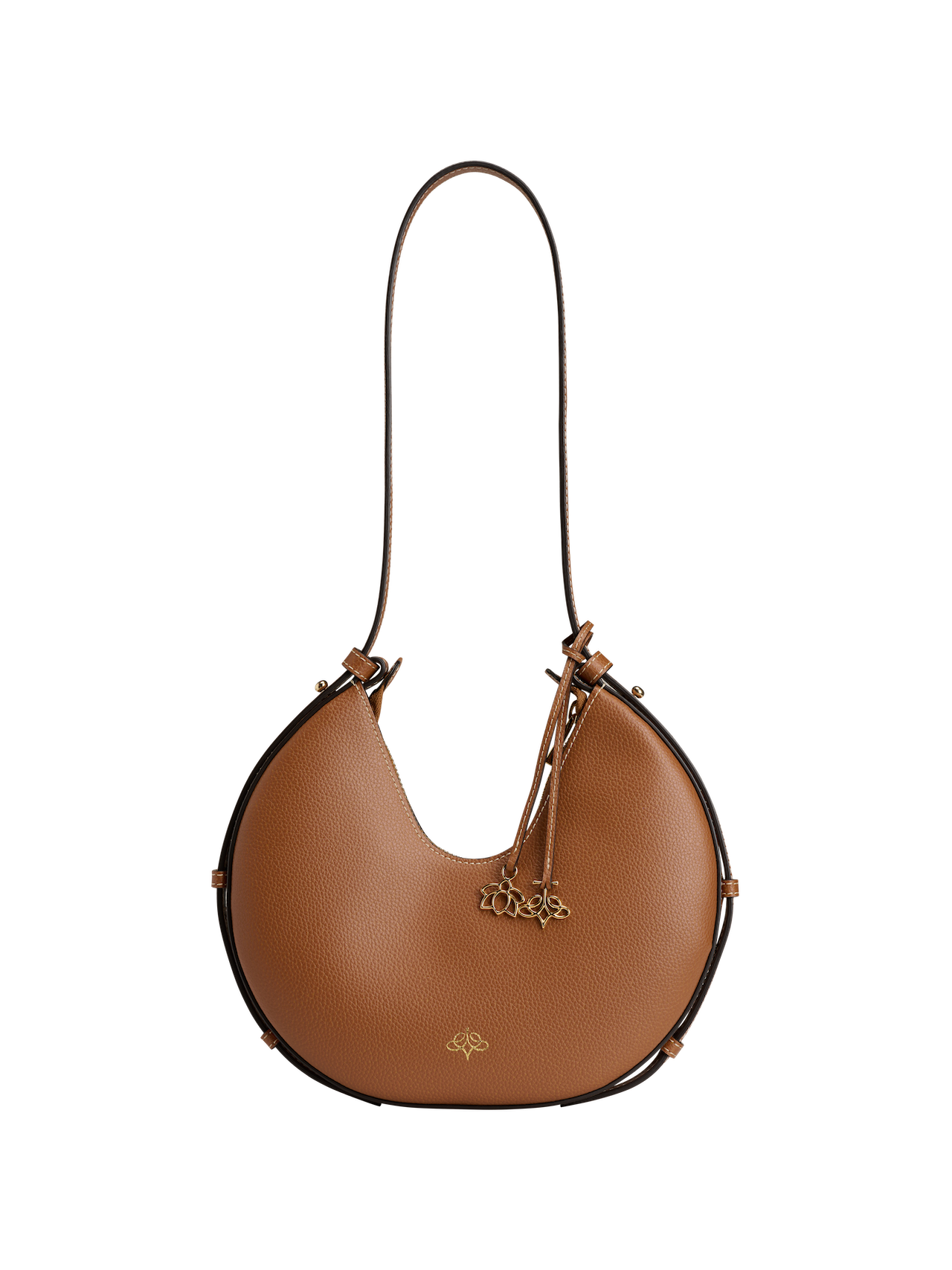 Brown Linearity handbag with a strap on a white background