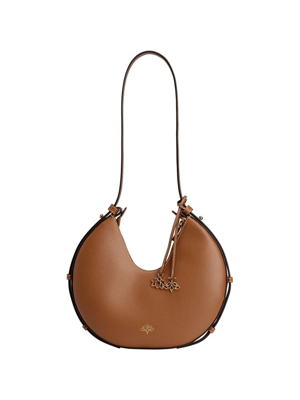 Brown Linearity handbag with a strap on a white background