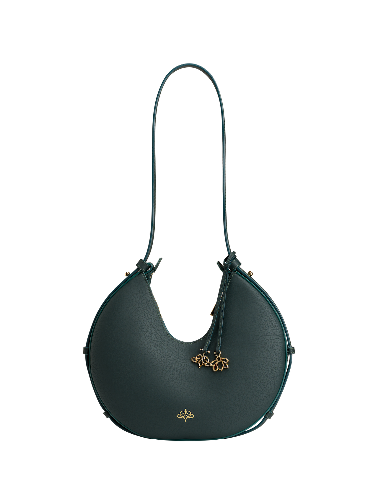 Green Linearity handbag with decorative elements on a white background