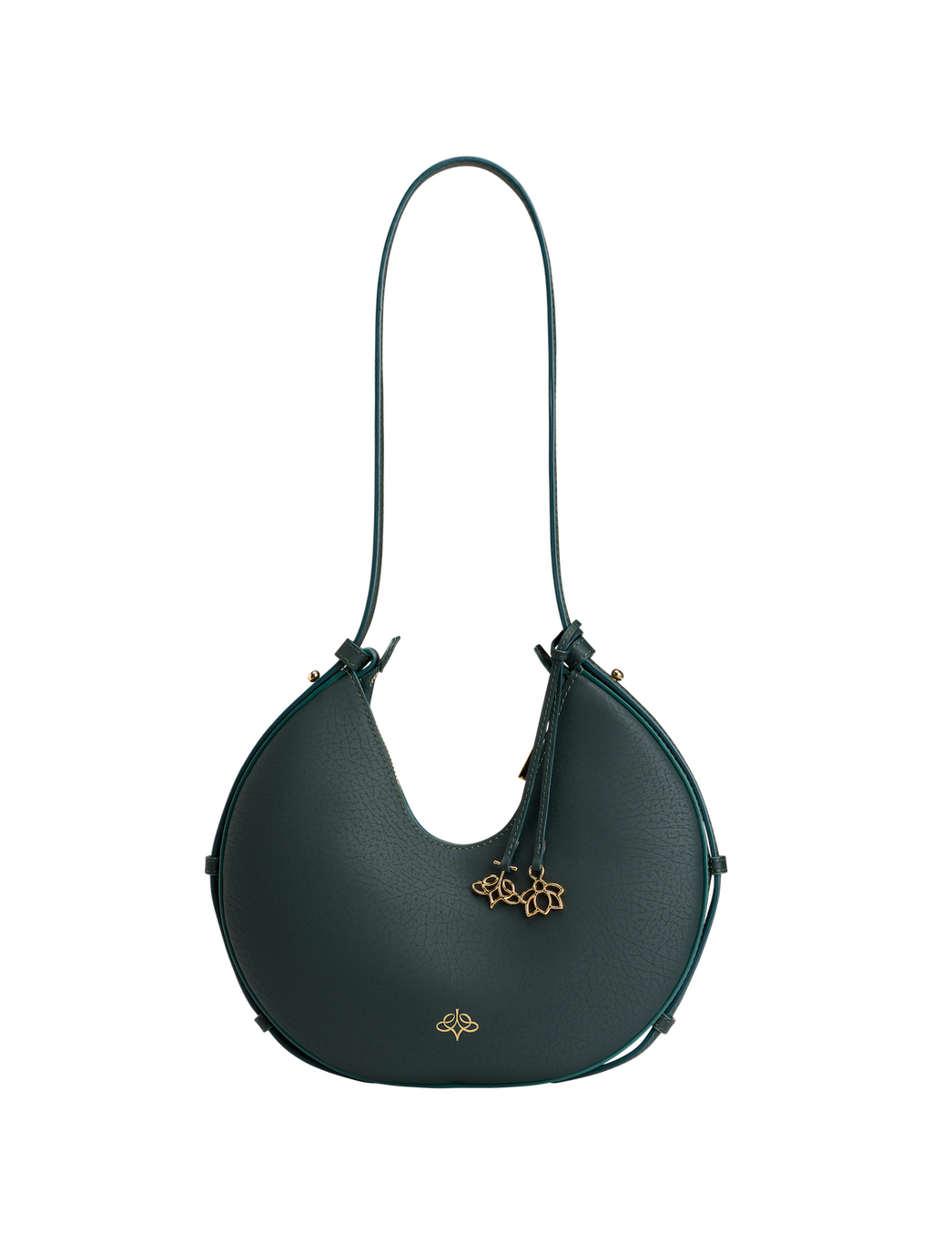 Green Linearity handbag with decorative elements on a white background