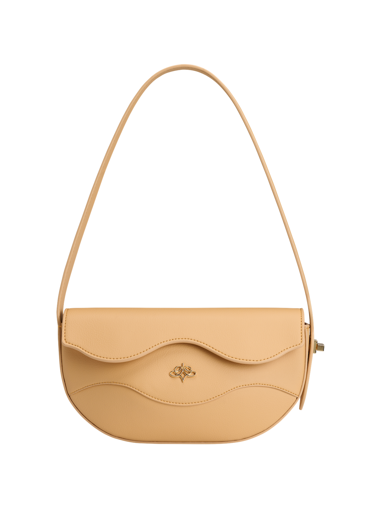 Beige Linearity handbag with a strap on a white background