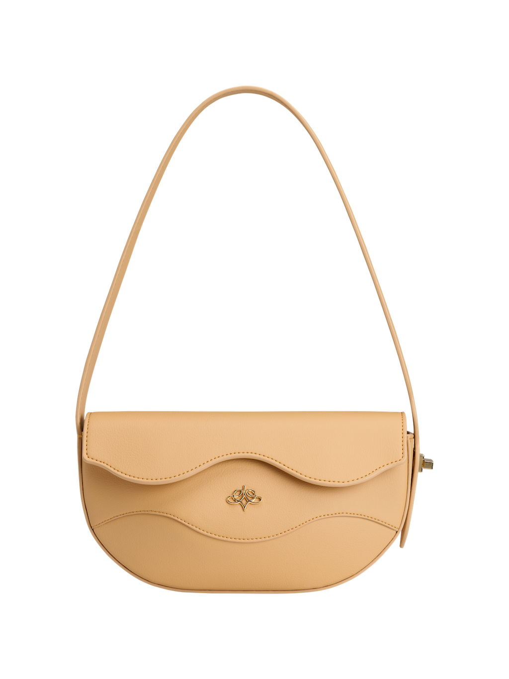 Beige Linearity handbag with a strap on a white background