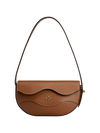 Brown Linearity handbag with a visible brand logo on a white background